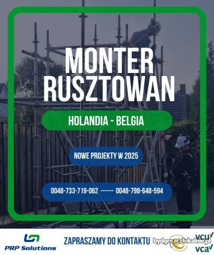 Monter Rusztowan / Foreman /  Pomocnik Holandia Belgia